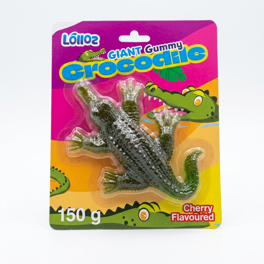 Lolloz Giant Gummy Crocodile Cherry Flavoured 150g Packet