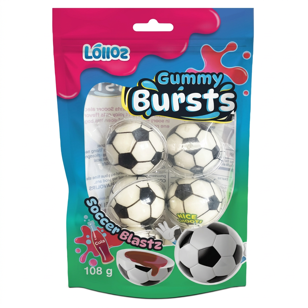 Lolloz Gummy Bursts Soccer Blastz Cola 108g Packet