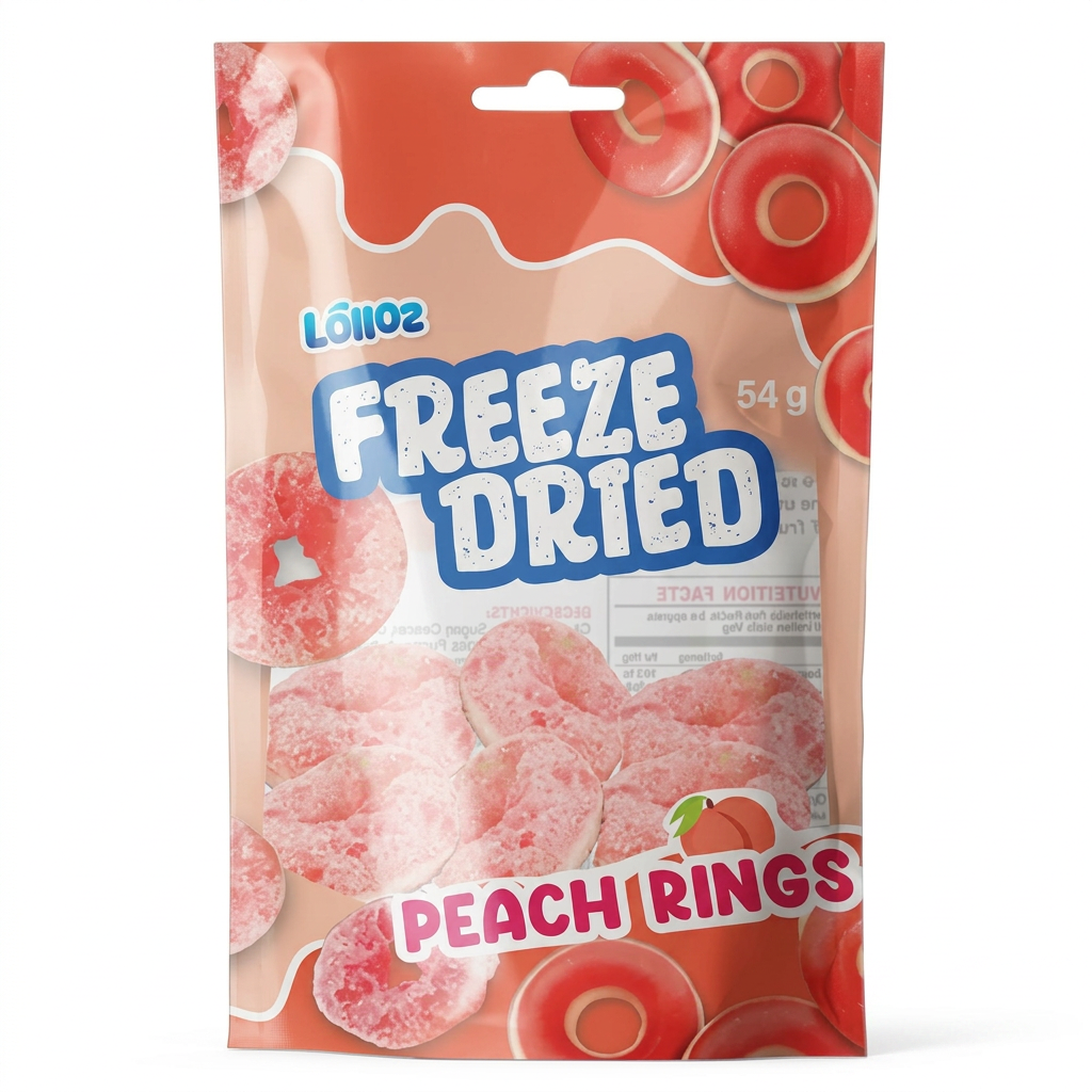 Lolloz Freeze Dried Peach Rings 54g Bag