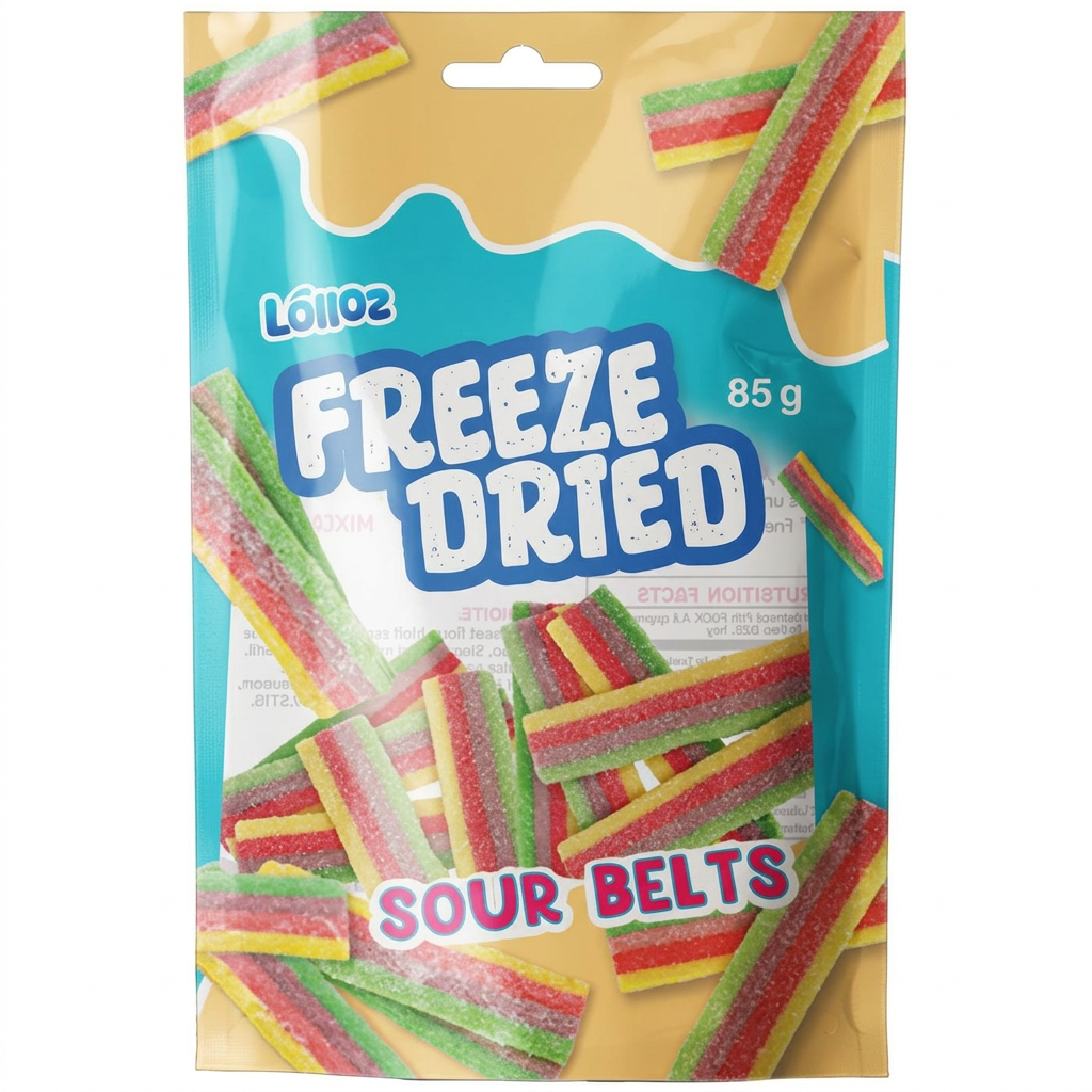 Lolloz Freeze Dried Sour Belts 85g Bag