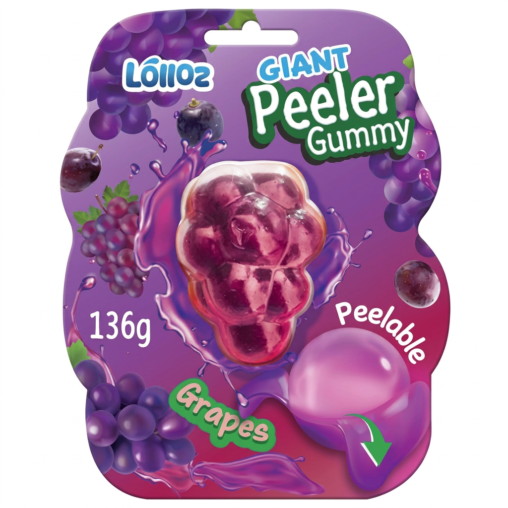 Lolloz Giant Peeler Gummy Grape Flavour 136g Packet
